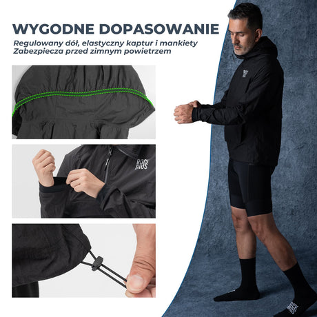 ROCKBROS Męska Kurtka Rowerowa Wiatroszczelna, Lekka I Oddychająca-YDWT013 Kurtki