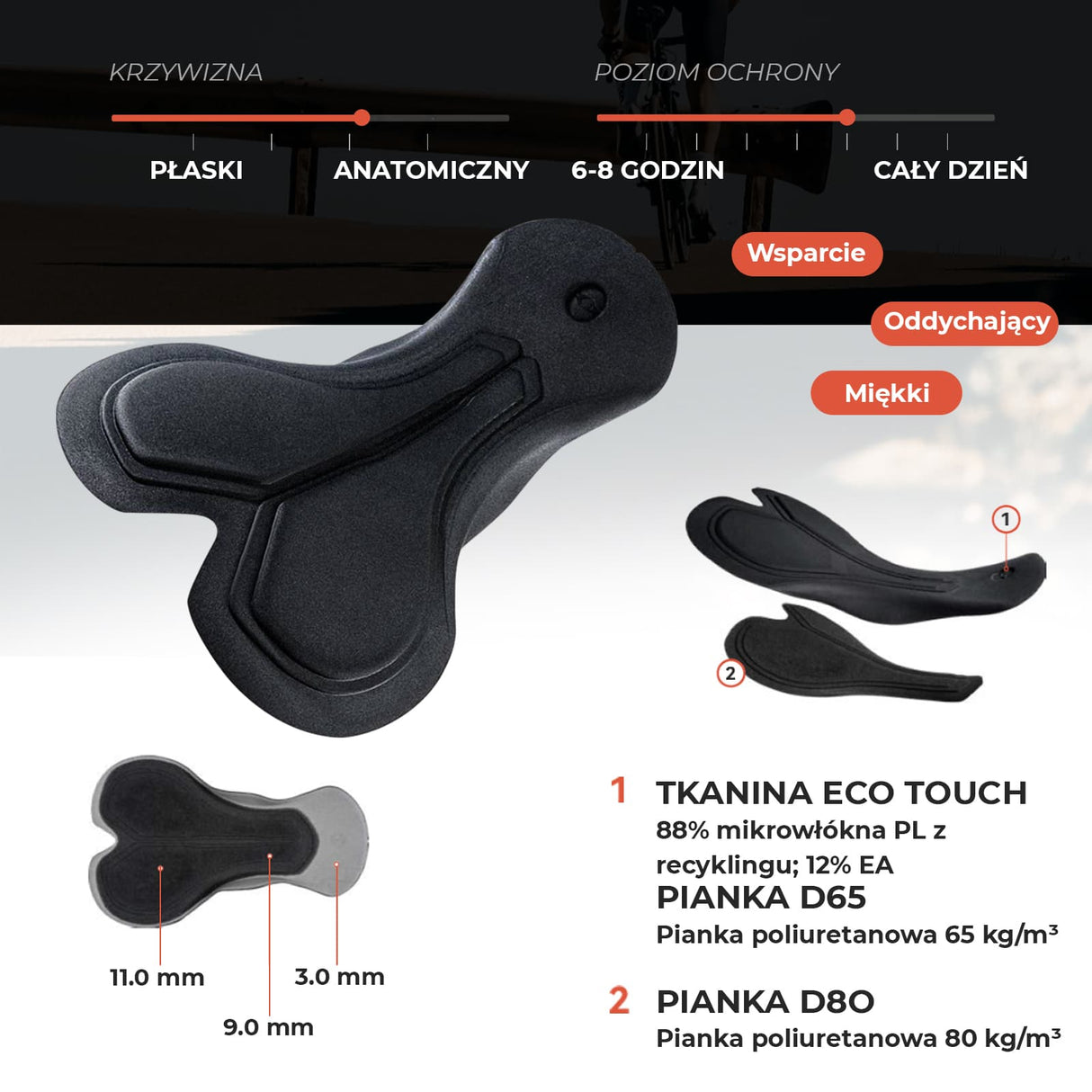 ROCKBROS Męskie Spodenki Rowerowe Endurance Z Elastic Interface® Wkładką - YDDK013 Spodenki