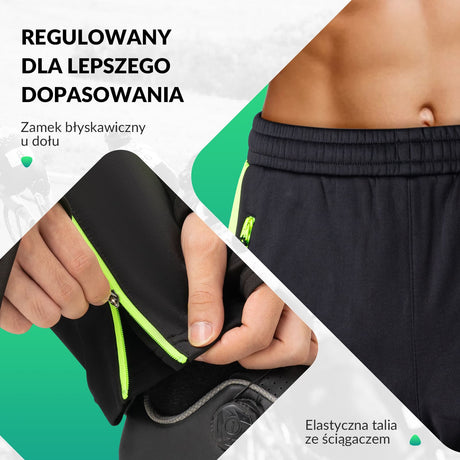 ROCKBROS Męskie Spodnie Rowerowe Zimowe Ciepłe, Regulowane Nogawki Spodni