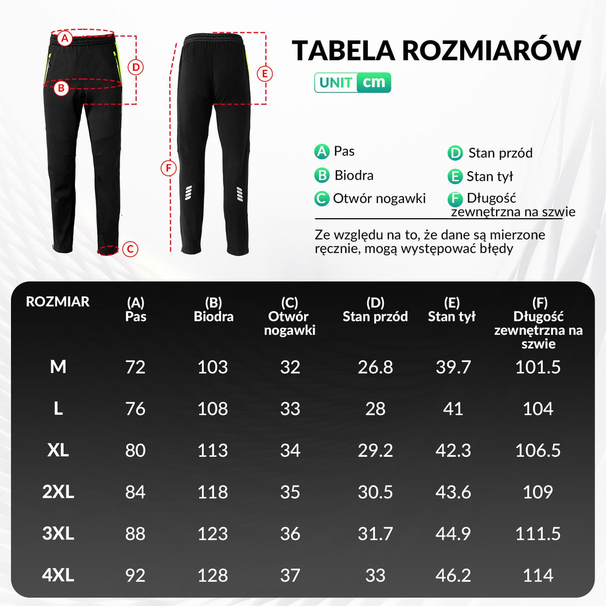 ROCKBROS Męskie Spodnie Rowerowe Zimowe Ciepłe, Regulowane Nogawki Spodni