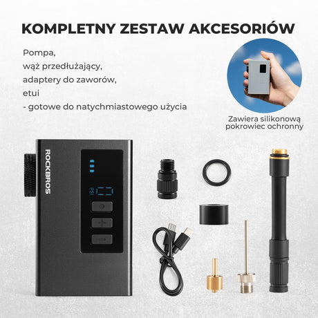 ROCKBROS Mini Elektryczne Pompki Rowerowa z Manometrem Maks. 120 PSI-AS240 PRO Elektryczne pompki
