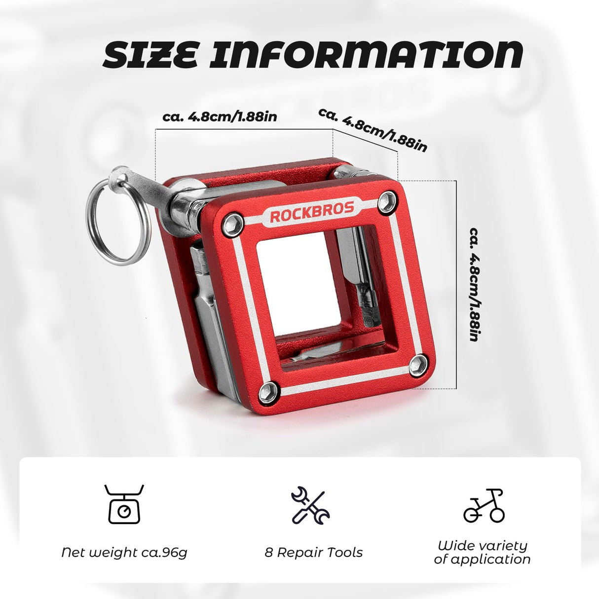 ROCKBROS Narzędzie 8 w 1 do Naprawy, Wielofunkcyjne, Przenośne Narzędzia do naprawy roweru