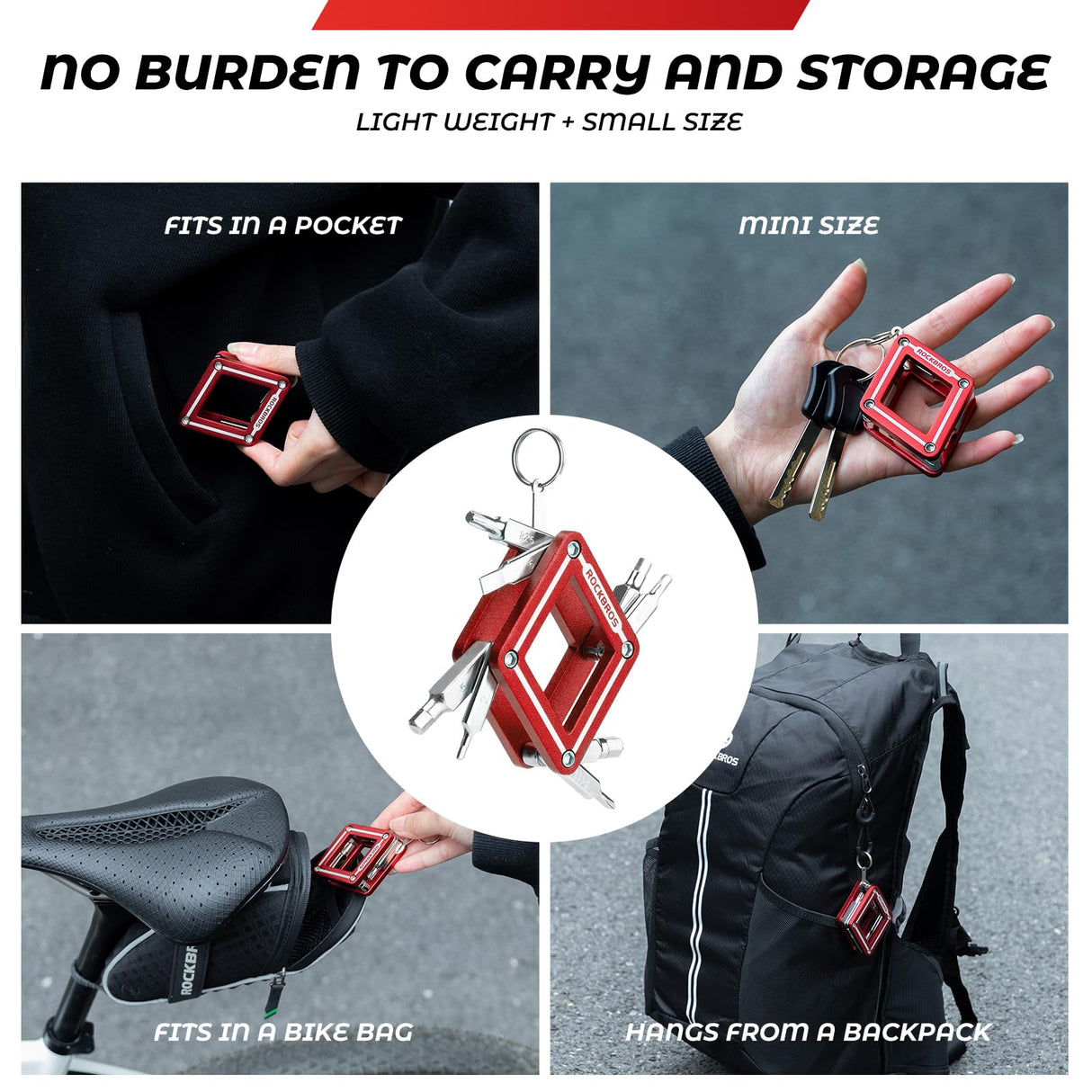 ROCKBROS Narzędzie 8 w 1 do Naprawy, Wielofunkcyjne, Przenośne Narzędzia do naprawy roweru