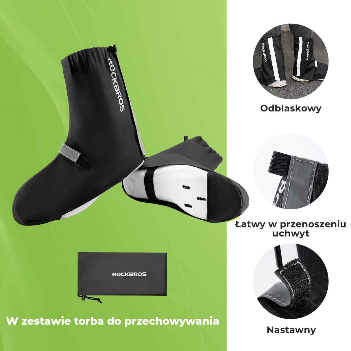 ROCKBROS Zimowe Ochraniacze na Buty Rowerowe Ciepłe i Odblaskowe-D91 Ochraniacze na buty
