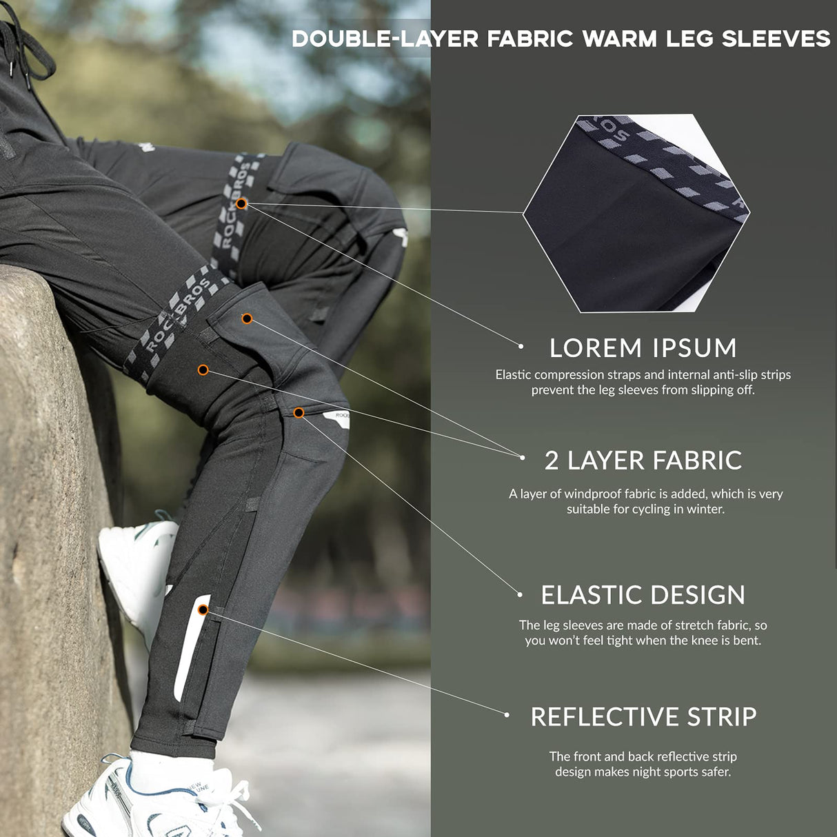 ROCKBROS Ocieplacze na Nogi Dla Kobiet i Mężczyzn, Kolarskie Ocieplacze Na Kolana Nogawki