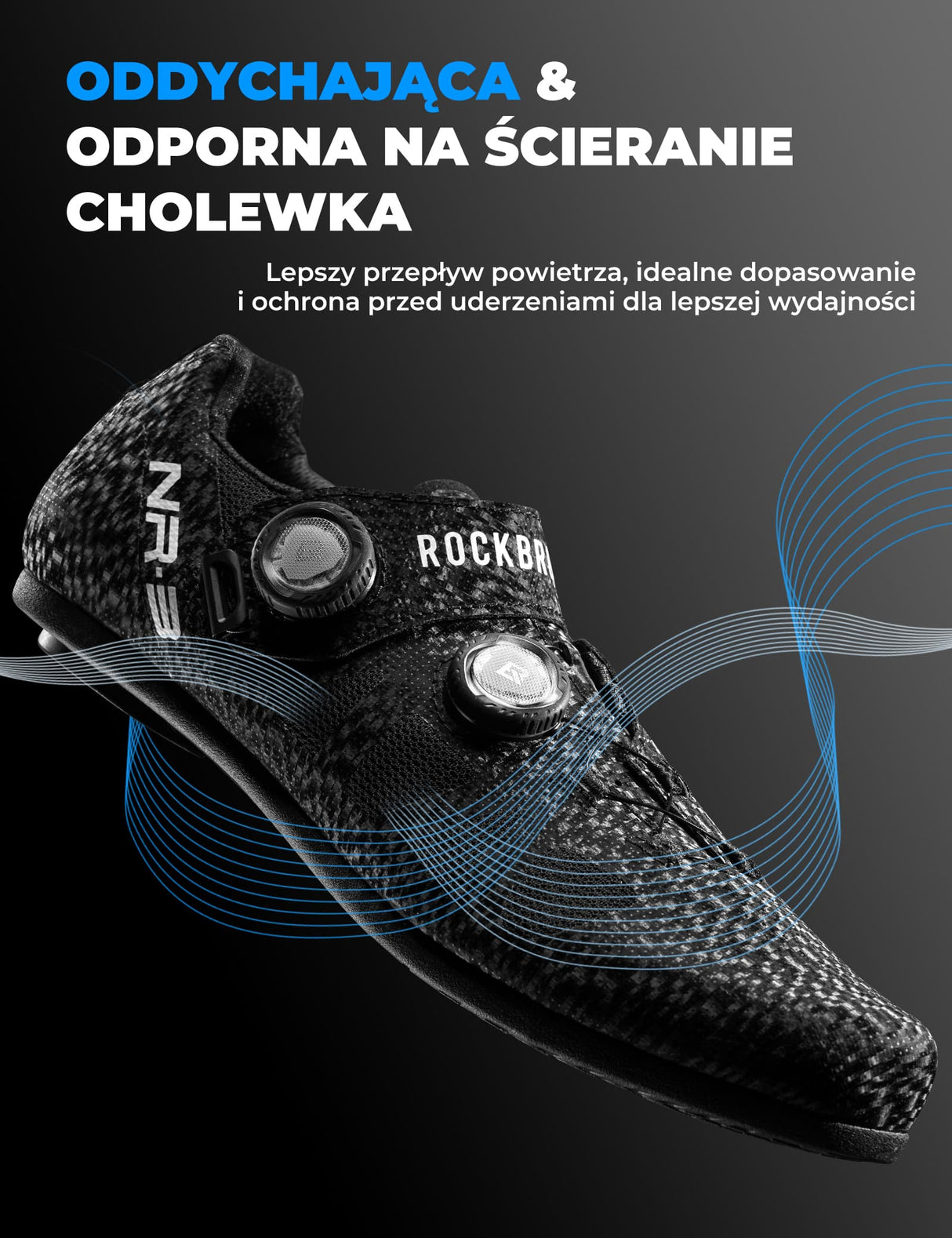 ROCKBROS Sztywne Antypoślizgowe Buty Rowerowe Z Dwoma Pokrętłami Bez Bloków-NR3 Buty rowerowe