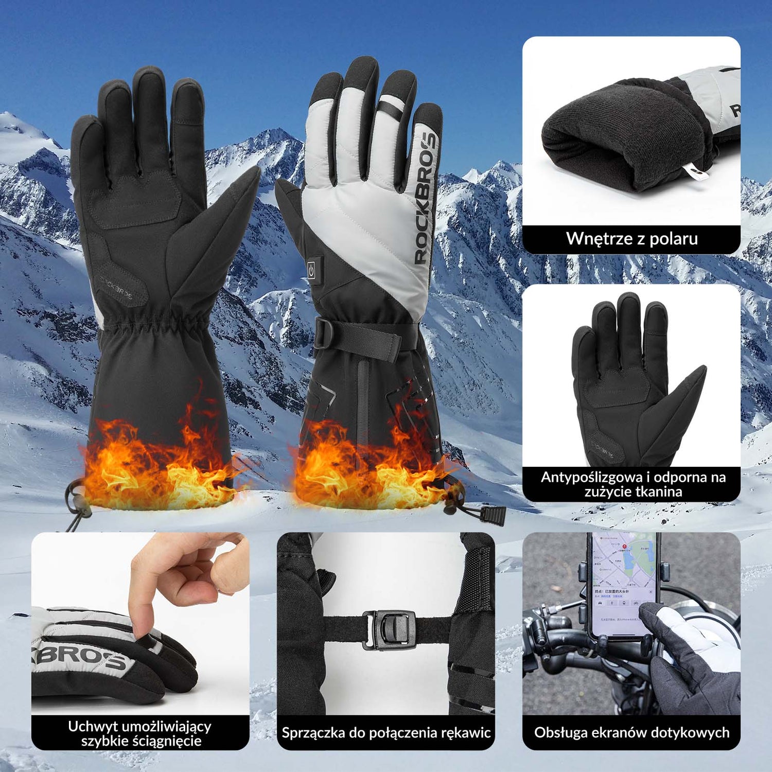rockbros beheizte handschuhe ROCKBROS Beheizte Winterhandschuhe Thermo-Touchscreen-Fahrradhandschuh – ROCKBROS-PL
