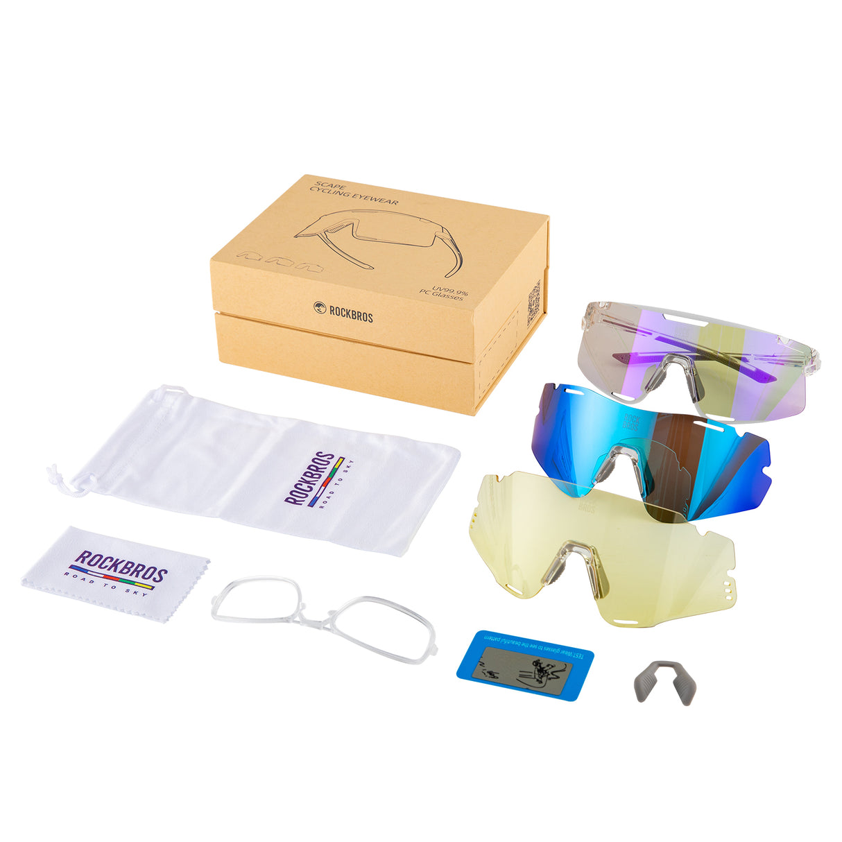 ROCKBROS Okulary Fotochromowe/ Polaryzacyjne 3 pary soczewek wymiennych, ochrona UV