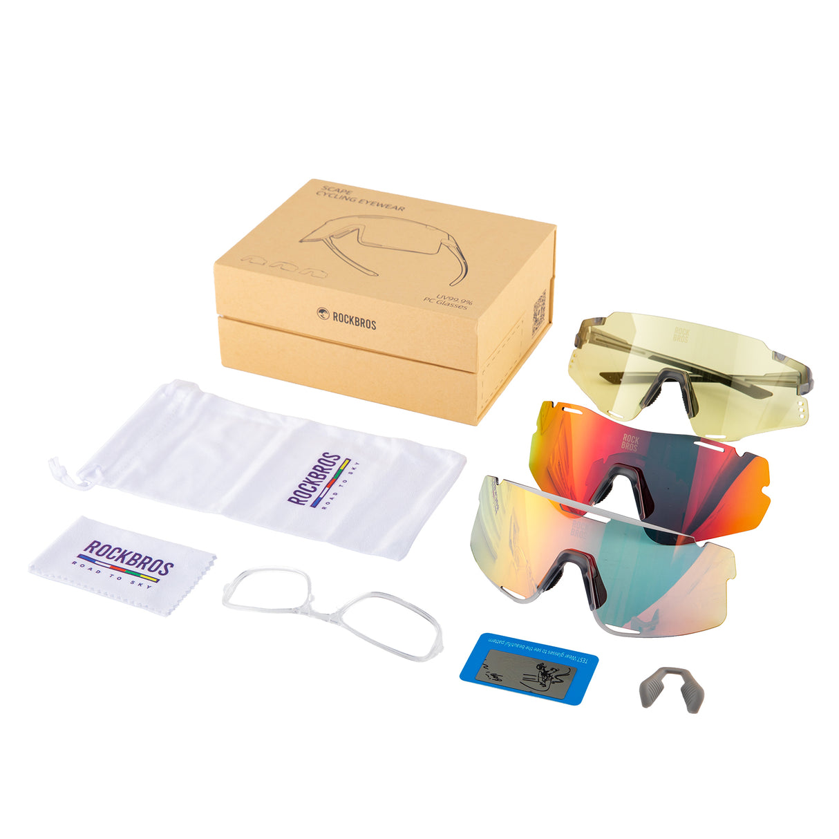 ROCKBROS Okulary Fotochromowe/ Polaryzacyjne 3 pary soczewek wymiennych, ochrona UV
