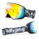 ROCKBROS Okulary Narciarskie Gogle dla Dorosłych i Dzieci, Przeciwmgielne-SP284 Gogle narciarskieCzarne ramki dla dzieci