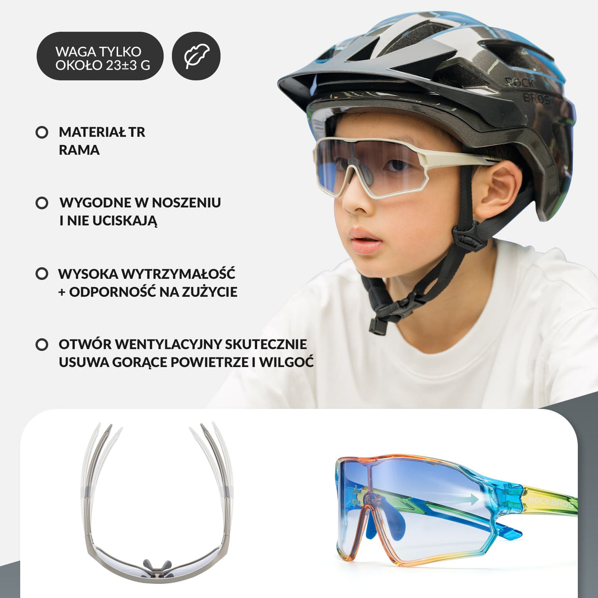 Okulary Rowerowe Dziecięce Samoprzyciemniające Ochrona UV400-SP314