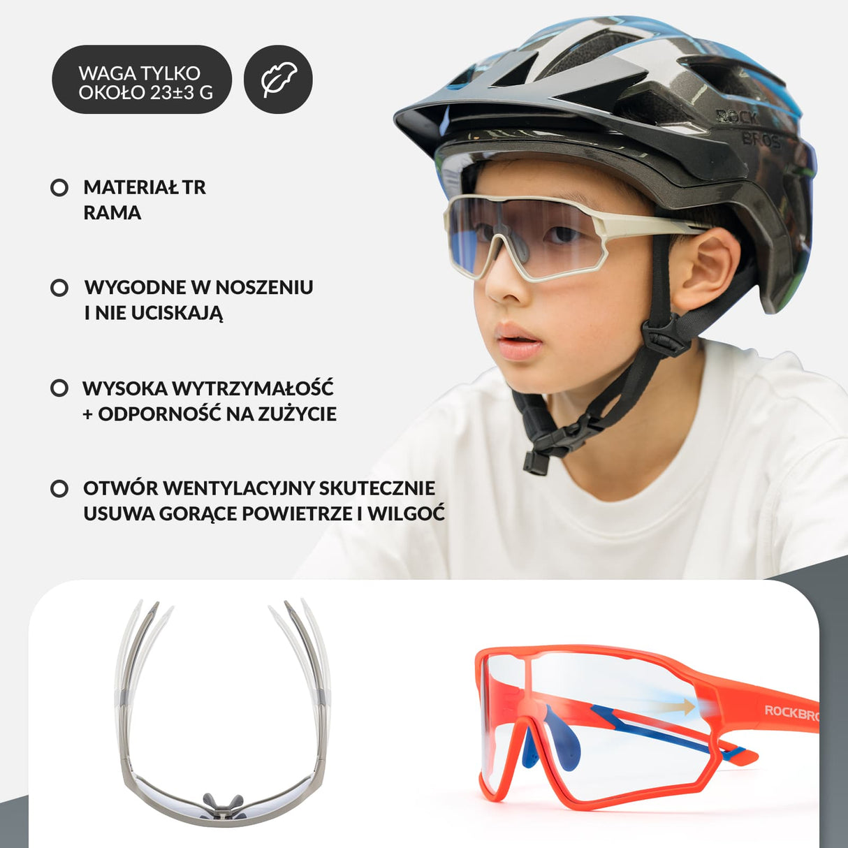 Okulary Rowerowe Dziecięce Samoprzyciemniające Ochrona UV400-SP314