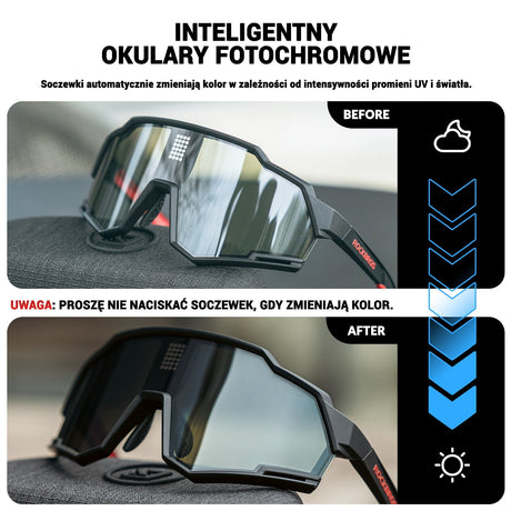 ROCKBROS Elektroniczne Okulary Rowerowe Z Soczewkami Fotochromowymi I Polaryzacyjnymi-SP280 Okulary i gogle