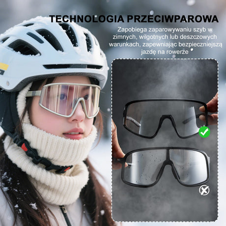 ROCKBROS Okulary Rowerowe Fotochromowe Z Powłoką Przeciwmgielną