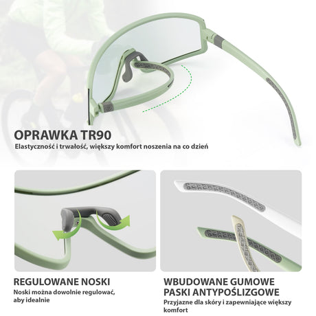 ROCKBROS Okulary Rowerowe Fotochromowe Z Powłoką Przeciwmgielną