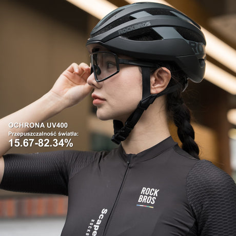 ROCKBROS Okulary Rowerowe Fotochromowe Z Powłoką Przeciwmgielną-Czarny