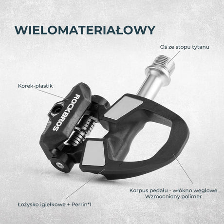 ROCKBROS Pedały Rowerowe SPD z Regulowanym Napięciem Włókno Węglowe-RD9 Pedały rowerowe