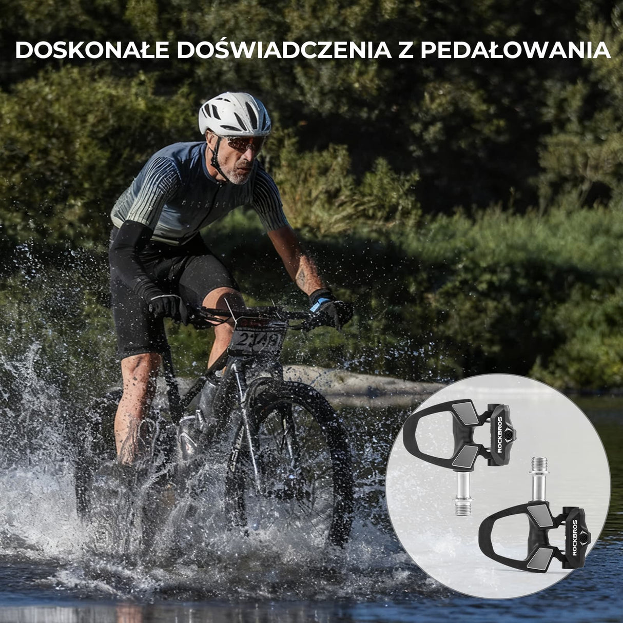ROCKBROS Pedały Rowerowe SPD z Regulowanym Napięciem Włókno Węglowe-RD9 Pedały rowerowe
