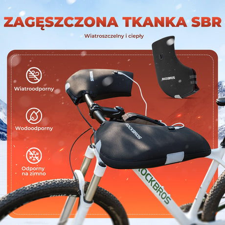 ROCKBROS Podgrzewane, Wodoodporne Pokrowce Na Kierownicę Roweru Z Możliwością Ładowania-D16-2 Rękawiczki