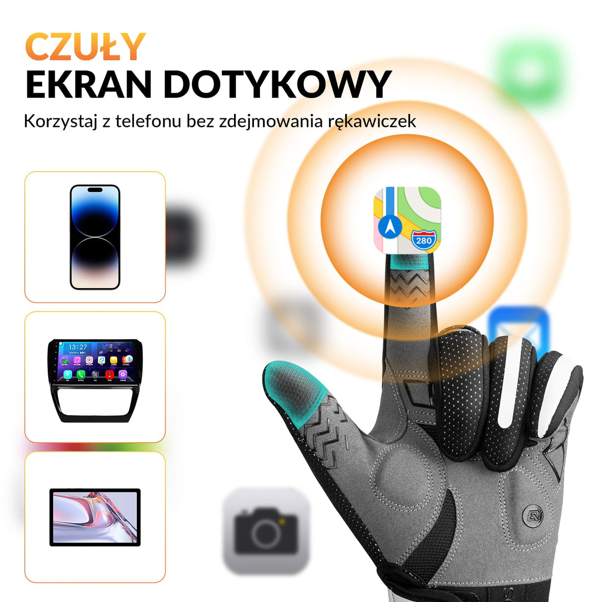 ROCKBROS Rękawiczki Wiatroszczelne z Długimi Palcami i Funkcją Ogrzewania Rękawiczki