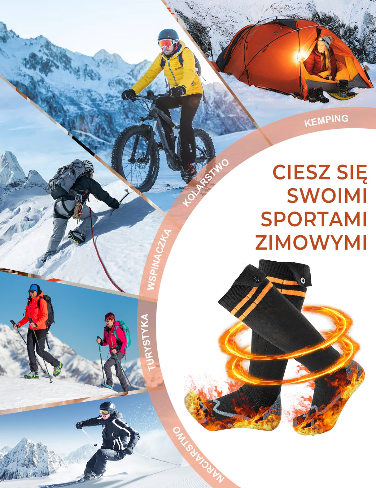 ROCKBROS Podgrzewane Skarpety Na Baterie -JRWZ-5805A Skarpetka