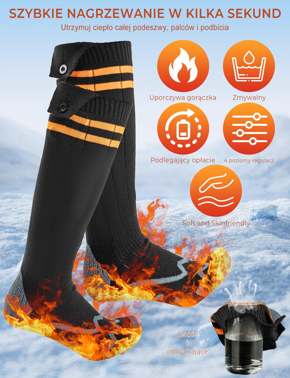 ROCKBROS Podgrzewane Skarpety Na Baterie -JRWZ-5805A Skarpetka