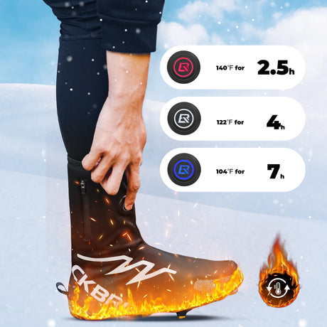 ROCKBROS Pokrowce na Buty Rowerowe Zimowe z Akumulatorem 5000 mAh-D86 Ochraniacze na buty