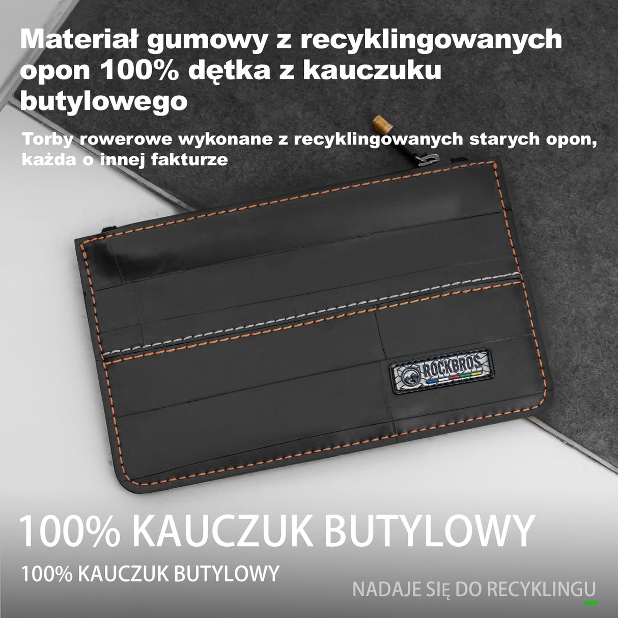 ROCKBROS ROAD TO SKY Portfel z Opon z Ekologiczna Przyjazna Środowisku 0,7 L-TL010 Portfel