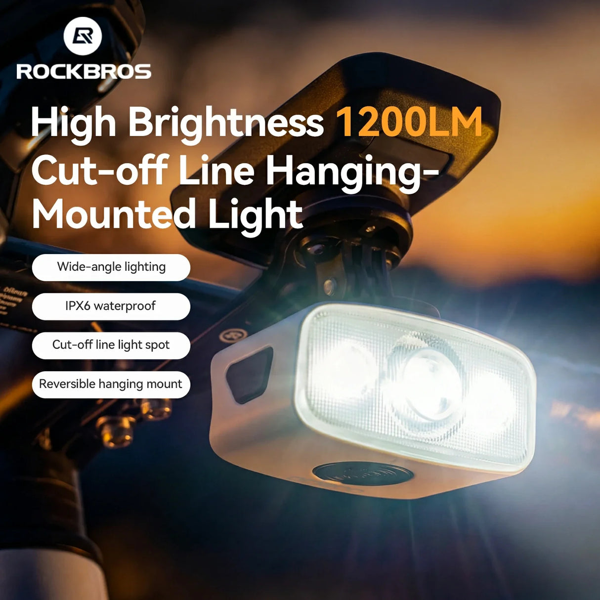ROCKBROS Lampka Rowerowa Przednia 1200 lm-QC1200 Światła rowerowe