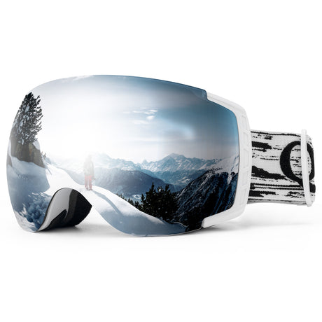 ROCKBROS Qunature Gogle Śnieżne Ochrona UV Podwójne Soczewki Przeciwmgielne-Q23-005 Gogle narciarskieBiałe