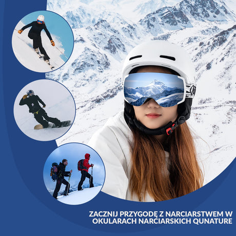 ROCKBROS Qunature Gogle Śnieżne Ochrona UV Podwójne Soczewki Przeciwmgielne-Q23-005 Gogle narciarskie
