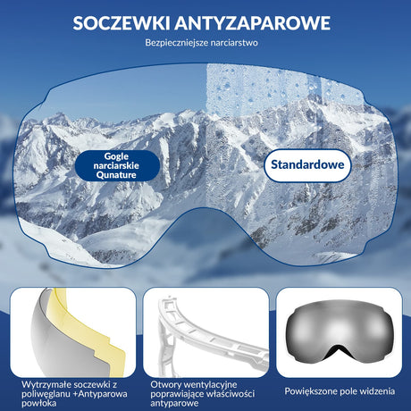 ROCKBROS Qunature Gogle Śnieżne Ochrona UV Podwójne Soczewki Przeciwmgielne-Q23-005 Gogle narciarskie