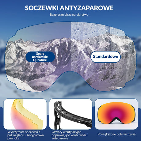 ROCKBROS Qunature Gogle Śnieżne Ochrona UV Podwójne Soczewki Przeciwmgielne-Q23-005 Gogle narciarskie