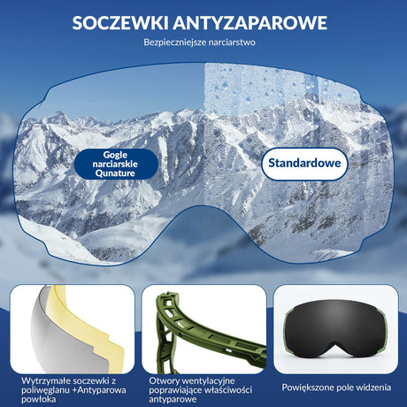 ROCKBROS Qunature Gogle Śnieżne Ochrona UV Podwójne Soczewki Przeciwmgielne-Q23-005 Gogle narciarskie