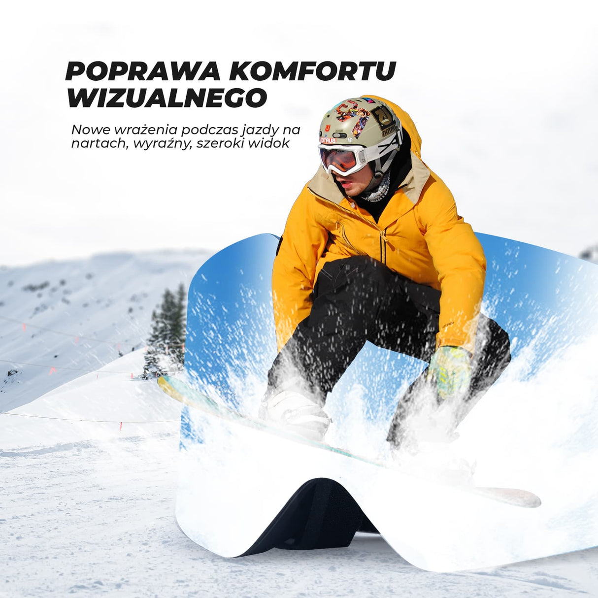 ROCKBROS Qunature Gogle Narciarskie I Snowboardowe UV, Przeciwmgielne, OTG-Q23-008 Gogle narciarskie