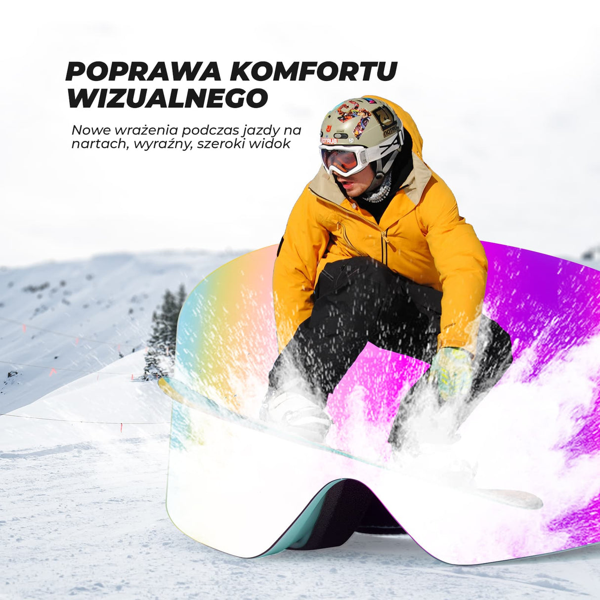 ROCKBROS Qunature Gogle Narciarskie I Snowboardowe UV, Przeciwmgielne, OTG-Q23-008 Gogle narciarskie
