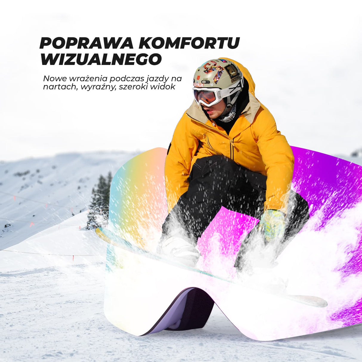 ROCKBROS Qunature Gogle Narciarskie I Snowboardowe UV, Przeciwmgielne, OTG-Q23-008 Gogle narciarskie