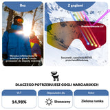 ROCKBROS Qunature Gogle Narciarskie Śniegowe Ochrona UV Damskie/Męskie Przeciwmgielne -Q23-003 Gogle narciarskie