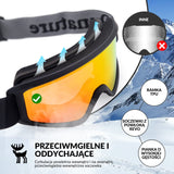 ROCKBROS Qunature Gogle Narciarskie Śniegowe Ochrona UV Damskie/Męskie Przeciwmgielne -Q23-003 Gogle narciarskie
