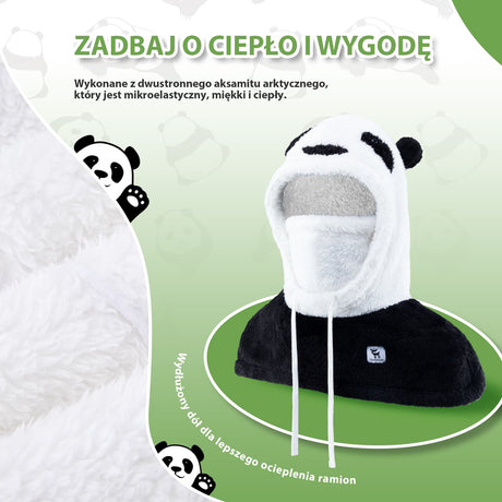 ROCKBROS Qunature Kominiarka Zimowa z Wzorem Pandy Całą Twarz Narciarska dla Dzieci i Rodziców-014-YPP103 Kominiarki
