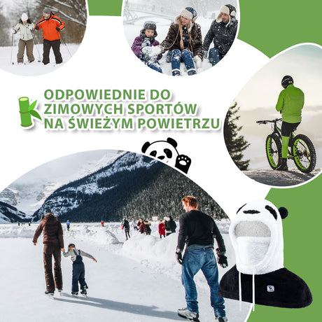 ROCKBROS Qunature Kominiarka Zimowa z Wzorem Pandy Całą Twarz Narciarska dla Dzieci i Rodziców-014-YPP103 Kominiarki