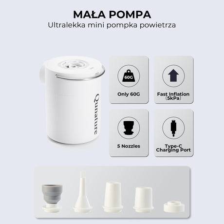 Qunature Qunature Mini Szybka Pompka Elektryczna 1500 mAh, Funkcja Inflacji i Deflacji Elektronika