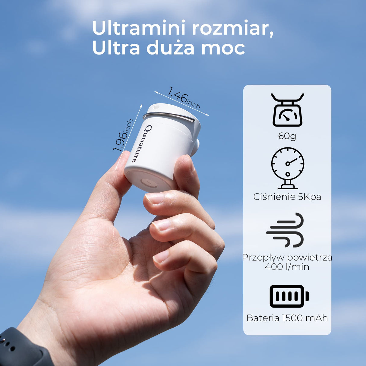 Qunature Qunature Mini Szybka Pompka Elektryczna 1500 mAh, Funkcja Inflacji i Deflacji Elektronika