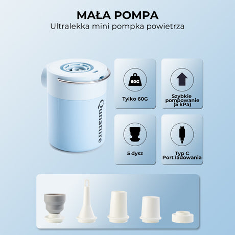Qunature Qunature Mini Szybka Pompka Elektryczna 1500 mAh, Funkcja Inflacji i Deflacji Elektronika