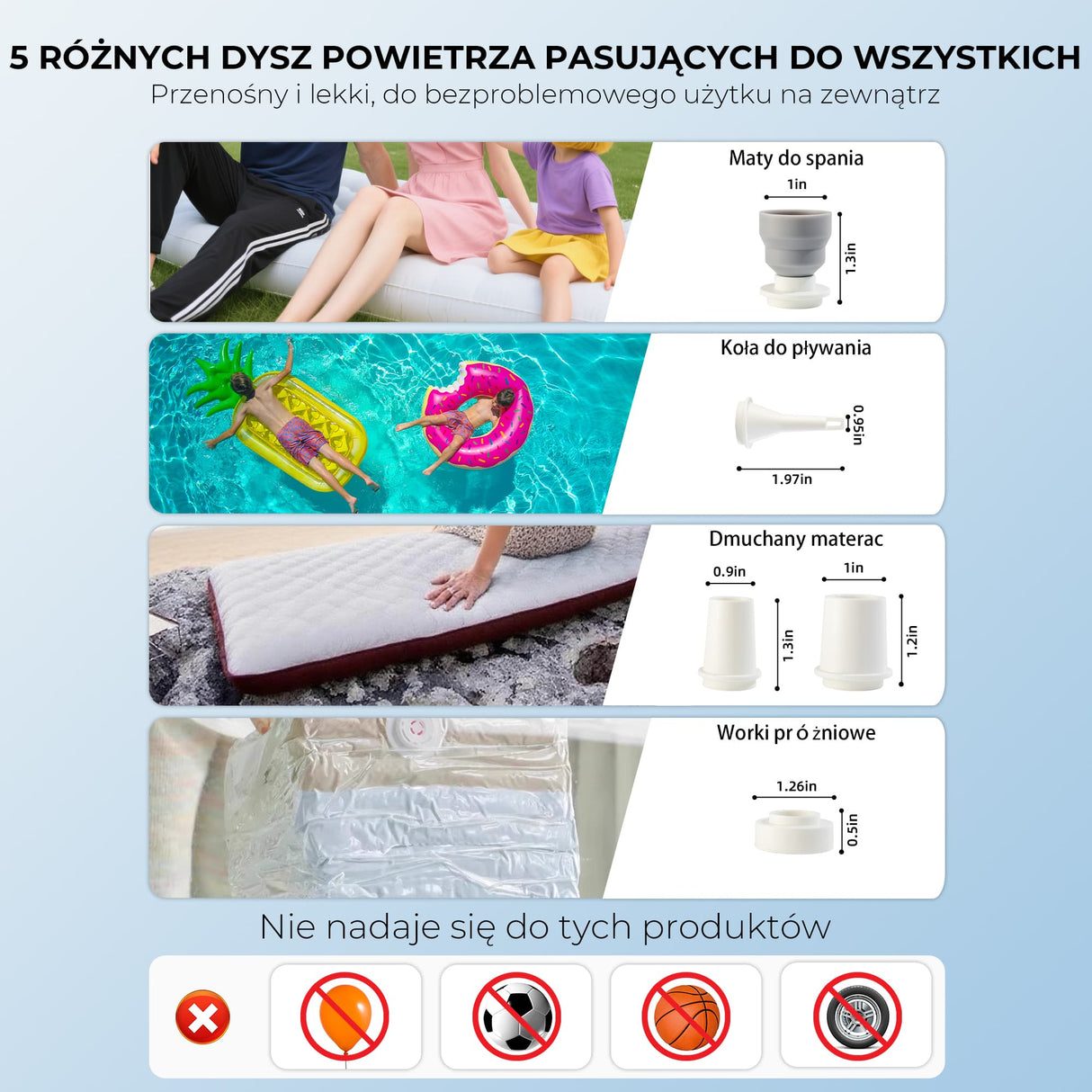 Qunature Qunature Mini Szybka Pompka Elektryczna 1500 mAh, Funkcja Inflacji i Deflacji Elektronika