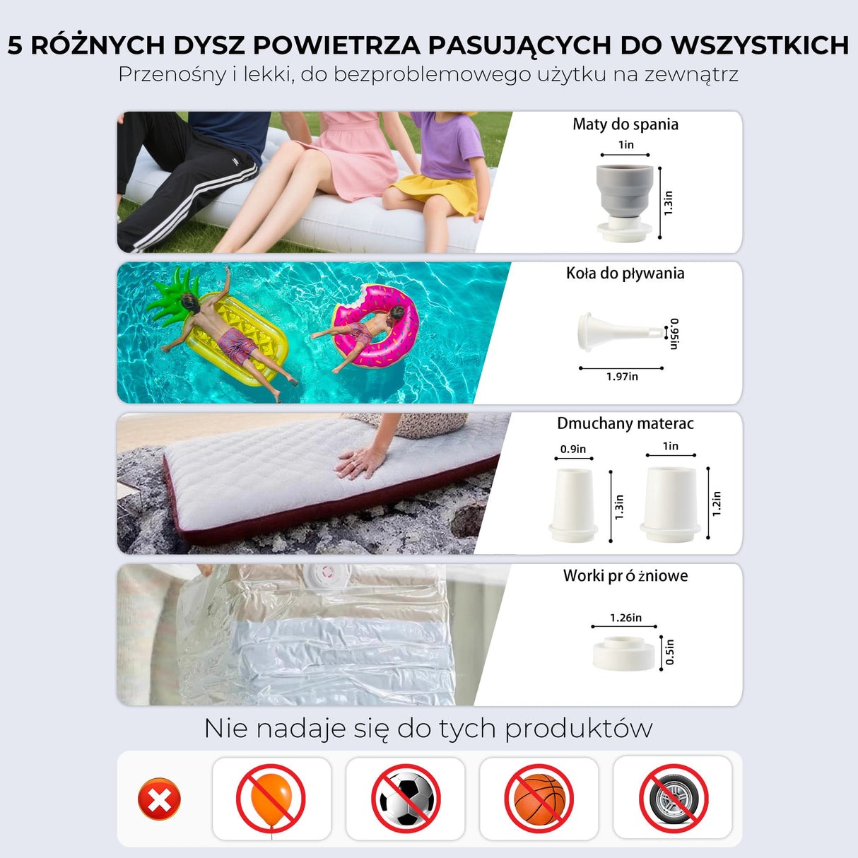 Qunature Qunature Mini Szybka Pompka Elektryczna 1500 mAh, Funkcja Inflacji i Deflacji Elektronika