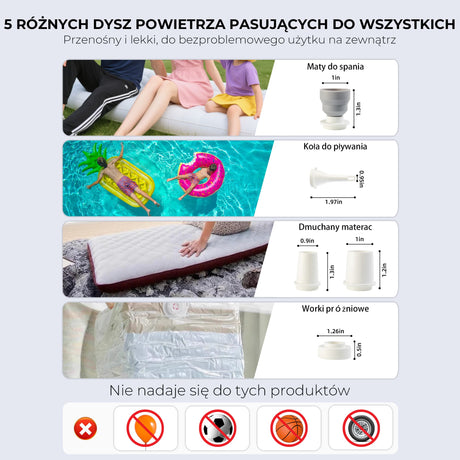 Qunature Qunature Mini Szybka Pompka Elektryczna 1500 mAh, Funkcja Inflacji i Deflacji Elektronika