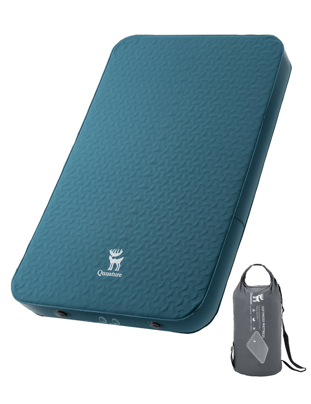 Qunature Qunature Przenośna Nadmuchiwana Mata Piankowa do Spania 4 Calowa BiwakNiebieski 1-osobowa