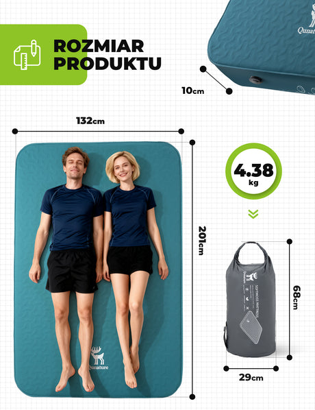 Qunature Qunature Przenośna Nadmuchiwana Mata Piankowa do Spania 4 Calowa Biwak