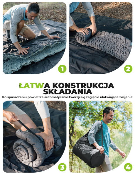 Qunature Qunature Przenośna Nadmuchiwana Mata Piankowa do Spania 4 Calowa Biwak